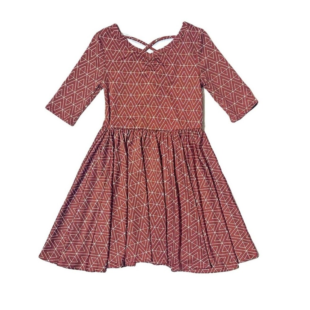 Dot Dot Smile Girls Dress Size 3T 4T Rust Diamond Ballerina Fall